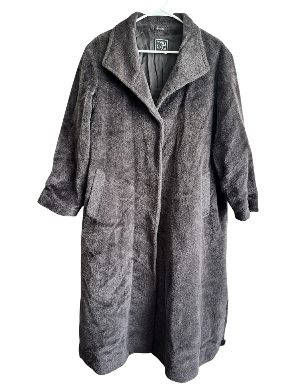 Cinzia Rocca Icons Charcoal Llama Fur Long Coat